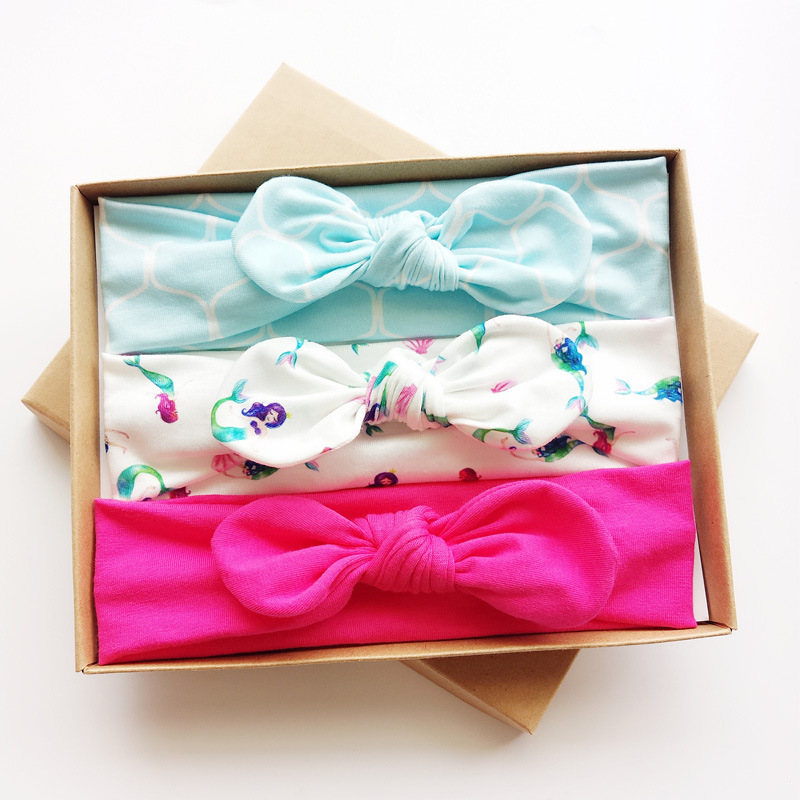 Boutique elastic materia flower girl hair bows headbands hair bands