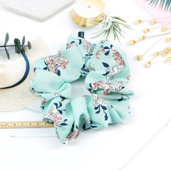 wholesale custom spring and summer ladies printed elastic rubber hair ties for girls