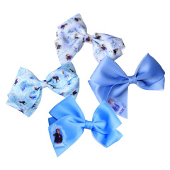 4pcs kids baby girl Frozen Ice princess printed jojo siwa ribbon bow Hair Clip
