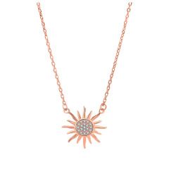 Fashion women wish korean europe zircon sunflower 925 gold plated sterling silver jewelry necklace