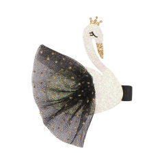 Princess retro children swan kids mesh three-dimensional crown hair clip for baby girls