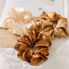 Wholesale Custom Solid Color Women Accessories Fabric Elastic Girls Satin Scrunchies Hair Ties
