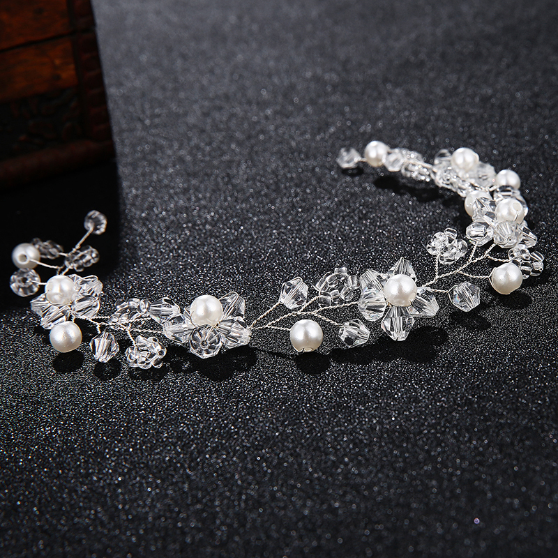New design Tiaras Wedding pearl Hair Accessories silver crystal bridal Hairbands