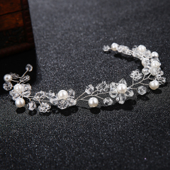 New design Tiaras Wedding pearl Hair Accessories silver crystal bridal Hairbands