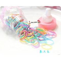 Hot sale hair rings for braids cute small bottle color children rubber korea hair ties