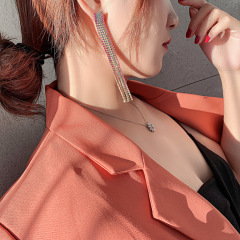 Fashion jewelry exaggeration long tassel colorful rhinestone earrings for women