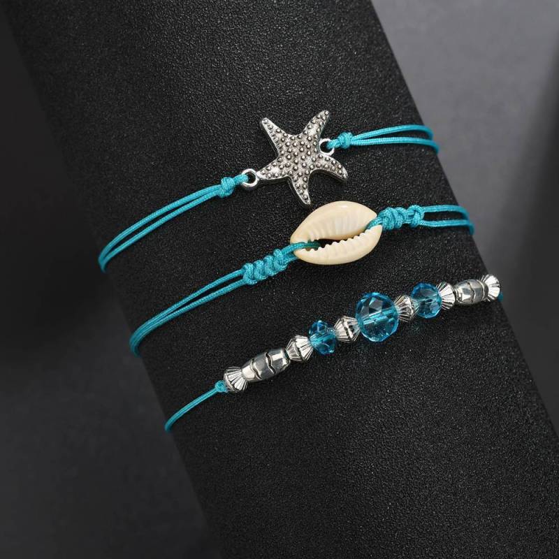 Ballerina jewelry 3pcs beach ankle bracelet shell anklet chains sets for women