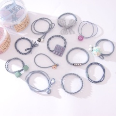 Wholesale hair accessories high black elastic hair band 12 piece set thin hair ties