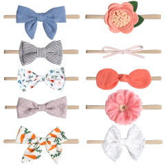 custom 10pcs autumn winter photograph fabric bow hair accessory set infant flower floral elastic baby hairband