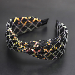 New trendy manufacturer direct sale womens lace gauze sequin headbands