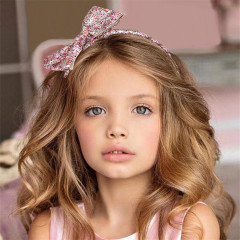Pink children glitter bling hairband christmas big bow babi headband