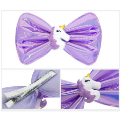 New design laser multi-colored top knot bow girls hair accessories hair clip