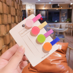 Hot new cute children colorful geometric patterns bb clip lovely kids hair clips
