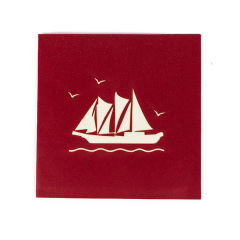 Newest Creative Boat Laser Cut 3d Pop Up Greeting Card For Christmas Gift