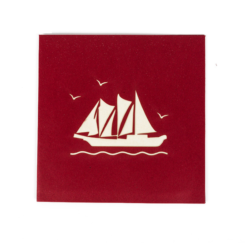 Newest Creative Boat Laser Cut 3d Pop Up Greeting Card For Christmas Gift Newest Creative Boat Laser Cut 3d Pop Up Greeting Card For Christmas Gift
