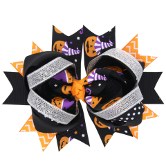 2019 Orange Halloween baby hair clips with bow knot for children hair accessories