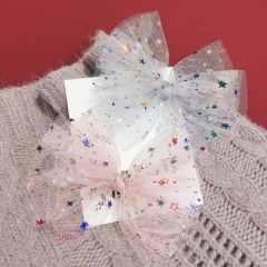 Korean new design sequins colorful stars multi-layer bowknot children hair clips for girls