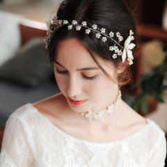 Handmade Wedding Accessories Ribbon tassels peal Bridal pearl hairband