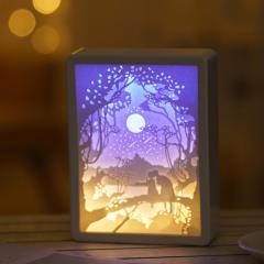 wholesale custom 3d frame Paper cut shadow led night Light lamp box for birthday gift