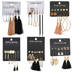 Bohemian new multi-piece tassel earrings flowers earrings jewelry wholesale Bohemian new multi-piece tassel earrings flowers earrings jewelry wholesale