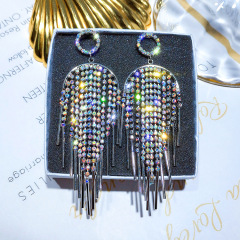 Korean girls fashion night club style bling bling long tassel crystal earrings Korean girls fashion night club style bling bling long tassel crystal earrings