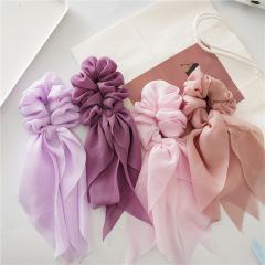 Wholesale Custom Girl Ribbon Elastic Chiffon Long Ponytail Bow Scrunchies for Hair Wholesale Custom Girl Ribbon Elastic Chiffon Long Ponytail Bow Scrunchies for Hair