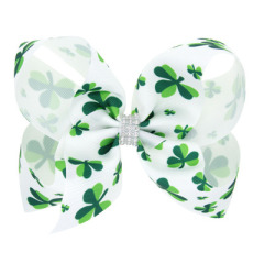 St.Patrick's Day babies green four-leaf clover bows knot hair clips for girls hair accessories