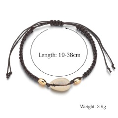 Women accessories brown handmade leather jewelry ankle bracelet shell anklet