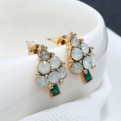 Wholesale red white women jewelry crystal alloy Christmas tree stud earrings