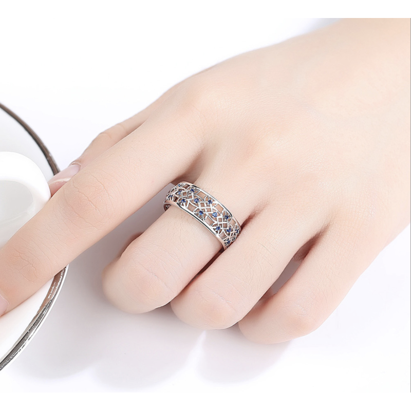 Silicone jewelry stainless steel round shape blue diamonds engagement rings
