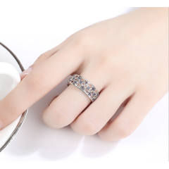 Silicone jewelry stainless steel round shape blue diamonds engagement rings