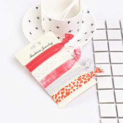 Korea cute pattern custom printed girls lace bow knotted elastic hair ties