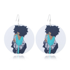 2020 new arrive custom 10designs fashion printing big round drop africa afro wooden earring wood jewelry for women