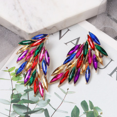 2020 new fashion korean girls jewelry statement colorful crystal rhinestone wing earrings for women