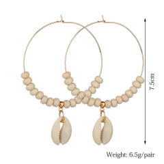 Round gold big hoop bead sea shell earrings for women 2019 new fashion