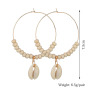 Round gold big hoop bead sea shell earrings for women 2019 new fashion Round gold big hoop bead sea shell earrings for women 2019 new fashion