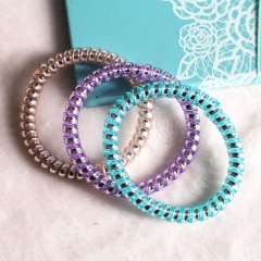 Gold and silver elastic cord for hair ties rubber band bracelet telephone wire hair tie
