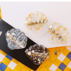 Transparent vintage Hair Barrettes glitter Acrylic Alligator pearl sea shell hair clip