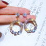 2019 new alloy zircon rhinestone circle s925 silver needle geometric earring