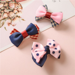 Korean fancy girls kids children's colorful fabric bow hair clips for baby