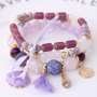 wholesale custom Girls Summer Human Moon Shell Crystal Multi-layer Beads Bracelets