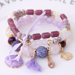 wholesale custom Girls Summer Human Moon Shell Crystal Multi-layer Beads Bracelets