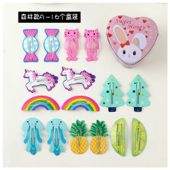 16pcs Korean printed cartoon animal fruit Crown Hairpin bb hair clips