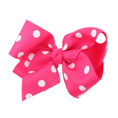 Trendy korean women baby girls classic dot pattern ribbon bow hair clip