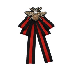 INS amazon korean latest fashion girls Fabric Canvas Corsage Collar Necktie stripe bee ribbon bow tie brooches
