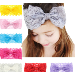 2020 Hot Fashion Multi Colored Bow Elastic Lace Hairband for Girls Hair Accessories