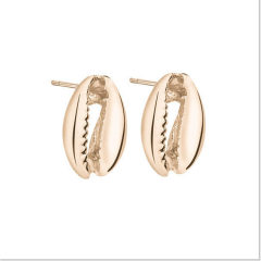 2019 Holiday decoration jewelry for women gold conch sea shell style ear studs