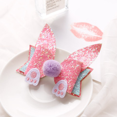 DIY kid candy colors cartoon bling hair clip glitter hair bow pin