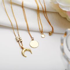 Cheap wish Amazon best seller fashion women three gold charm chocker multi layer necklace