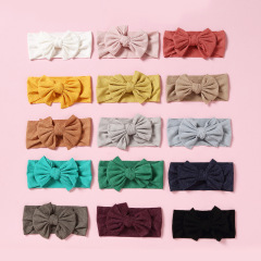 2020 new arrival newborn solid color soft bowknot elastic girls baby headbands